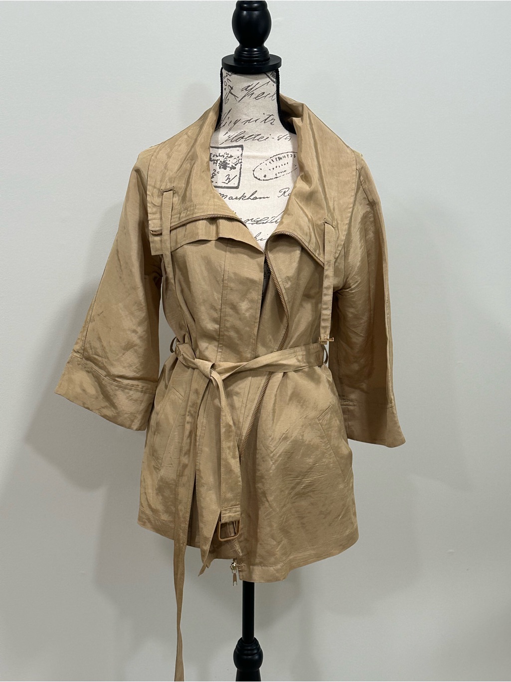 Lafayette 148 New York Tan Belted Trench Coat